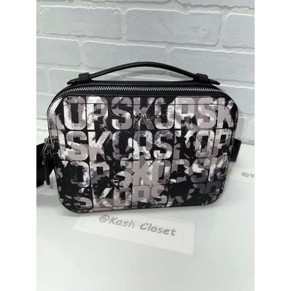 Michael Kors Cooper EW Map Crossbody Bag Purse - Black - Picture 1 of 9